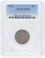 5C LIBERTY NICKEL 1901 PCGS MS64.