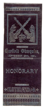 GARFIELD 1881 FUNERAL RIBBON OF LEATHER WITH "HONORARY" TITLE.