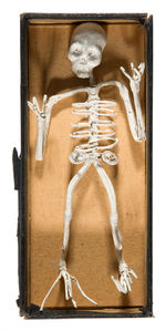 "YOUR FINISH!" SKELETON NOVELTY LIKELY INSPIRED BY 1896 MCKINLEY AND BRYAN CAMPAIGN ITEMS.