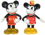 “MICKEY/MINNIE MOUSE” FIGURAL BISQUE TOOTHBRUSH HOLDERS.