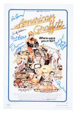 "AMERICAN GRAFFITI" MINI-POSTER W/SIX SIGNATURES.