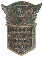 "U.S. OFFICIAL REPRESENTATIVE LIBERTY LOAN" HEAVY METAL BADGE.