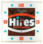 “GENUINE HIRES ROOT BEER” PLASTIC BODY LIGHT-UP CLOCK.