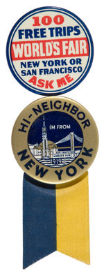 RARE FAIR BUTTONS RELATING TO BOTH 1939 EVENTS IN NY AND SF.