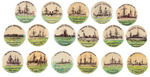 "THE WHITE SQUADRON" COMPLETE SET OF 17 BUTTONS C. 1898.