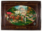 “MONTICELLO DISTILLING CO.” WHISKEY LARGE SELF-FRAMED SIGN.