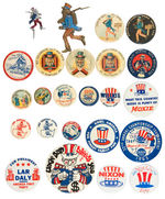 UNCLE SAM EXTENSIVE BUTTON COLLECTION PLUS TWO WAR OF 1898 STICKPINS.