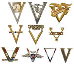 COLLECTION OF TEN V FOR VICTORY PINS.