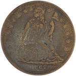 1867 BALTIMORE MARYLAND SILVERED BRASS EMBOSSED SEATED LIBERTY SHELL CARD.