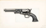 WILD BILL HICKOK KELLOGG'S CEREAL BOX GUN PROTOTYPE ORIGINAL ART.