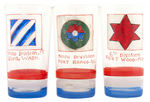 WWII “REMEMBER PEARL HARBOR” AND ARMY DIVISIONS SEVEN GLASS LOT.