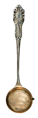 BEAUTIFUL STERLING MINIATURE SPOON FROM BUFFALO 1901 WITH REBUS.