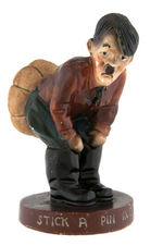 WWII “STICK A PIN IN THE AXIS” LARGE VARIETY ANTI-HITLER FIGURAL PIN CUSHION.