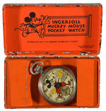 "MICKEY MOUSE INGERSOLL" FIRST ENGLISH POCKET WATCH WITH BOX.