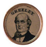 GREELEY LARGE IMAGE FERROTYPE LAPEL STUD.