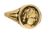 FIRST SEEN SHIRLEY TEMPLE 14K GOLD OVER STERLING RING C. 1935.