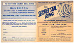 "CAPTAIN VIDEO SECRET SEAL RING" FOLDER W/I.D. CARD.