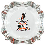 “BALTIMORE ORIOLES SCORE CARD AND REVIEW” 1950s PAIR PLUS ASHTRAY.