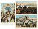 “STEEPLECHASE PARK CONEY ISLAND” POSTCARD TRIO & PENNANT.