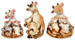 ELSIE AND ELMER THE BORDEN COWS LOT OF GLAZED CERAMIC SALT AND PEPPERS/SUGARS & CREAMERS.