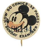 "50 COMICS"/RARE 1930s NEWSPAPER  MICKEY MOUSE CLUB BUTTON.