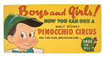 "PINOCCHIO CIRCUS" RARE STORE SIGN.