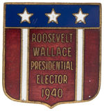 SUPERB "ROOSEVELT WALLACE PRESIDENTIAL ELECTOR 1940" ENAMEL LAPEL STUD.