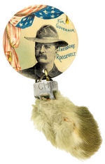 CLASSIC ROOSEVELT GOVERNOR BUTTON COMPLETE WITH RABBIT'S FOOT AND UNIQUE EXPLANATORY BACKPAPER.