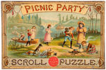 "PICNIC PARTY SCROLL PUZZLE" BOX WITH SUPERB GRAPHICS.