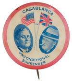 FDR AND CHURCHILL RARE "CASABLANCA" JUGATE BUTTON.