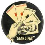 "STAND PAT!" ROOSEVELT 1904 CLASSIC BUTTON HAKE #95 WITH RARE BACKPAPER.