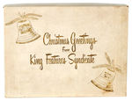 "CHRISTMAS GREETINGS FROM KING FEATURES SYNDICATE" CHARACTER BELLS AND STEVE CANYON WREATH ORNAMENT.