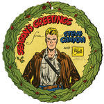 "CHRISTMAS GREETINGS FROM KING FEATURES SYNDICATE" CHARACTER BELLS AND STEVE CANYON WREATH ORNAMENT.