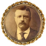 ROOSEVELT LARGE REAL PHOTO CELLULOID IN HEAVY ORNATE BRASS FRAME.