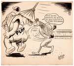 1953 DOMINICAN TEAM MASCOTS FIGHTING ORIGINAL ART BY OCTAVIO.