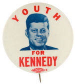 "YOUTH FOR KENNEDY" SCARCE BUTTON HAKE #24.