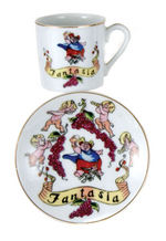 "FANTASIA - DISNEYLAND" CHINA CUP, SAUCER & DECORATIVE WALL PLATE LOT.