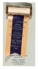 "YOUNG DEMOCRATIC CLUBS" 1940 RIBBON BADGE ON ORIGINAL CARD.