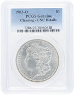 $1 MORGAN SILVER DOLLAR 1903-O PCGS GENUINE CLEANING-UNC DETAILS.