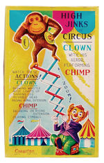 "HIGH JINKS AT THE CIRCUS CLOWN WITH HIS AERIAL PERFORMING CHIMP" BOXED BATTERY TOY.