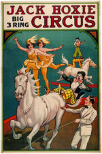 "JACK HOXIE CIRCUS" POSTER WITH CLOWNS & EQUESTRIAN PREFORMERS.