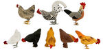 GERMAN PUTZ CHICKENS, GEESE, DUCKS & PIGEONS FIGURE LOT.