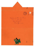 RARE WALT DISNEY STUDIO CHRISTMAS CARD FOR 1932.