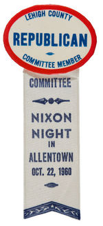 "NIXON NIGHT" RARE UNLISTED LARGE BUTTON WITH RIBBON.