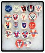 “V” FOR VICTORY COLLECTION OF NINETEEN 1” OR SMALLER BUTTONS.