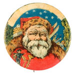 RARE AND CHOICE COLOR EARLY SANTA CIRCA 1904 BY BALTIOMORE BADGE.