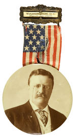 ROOSEVELT LARGE 1905 INAUGURATION RIBBON BADGE WITH 3.5" CELLULOID.