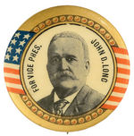 ROOSEVELT'S ONE TIME BOSS & COMPETITION FOR 1900 V.P. NOMINATION HOPEFUL BUTTON.