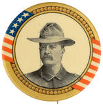 ROOSEVELT LARGE BUTTON DEPICTING HIM IN ROUGH RIDERS UNIFORM FOR 1900 CAMPAIGN.