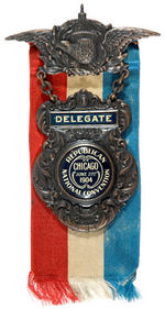 "DELEGATE" BADGE TO CHICAGO CONVENTION NOMINATING ROOSEVELT 1904.